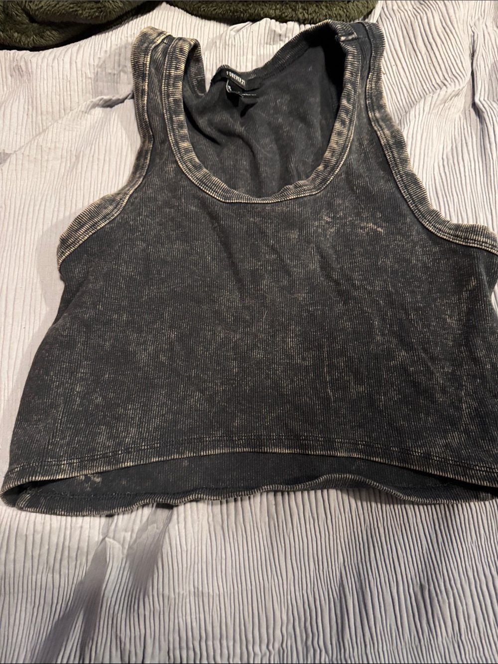 Forever 21 Washed Black Ribbed Crop Tank
